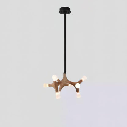 Flower Bone Chandelier 9 Heads: Dia 21.7’’ x H 42.1’’ / Wood Color / Warm Light Chandelier