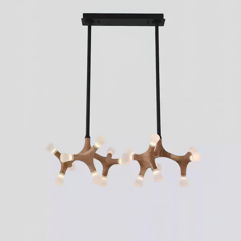 Flower Bone Chandelier 18 Heads: L 37.4’’ x H 42.1’’ / Wood Color / Warm Light Chandelier