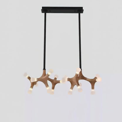 Flower Bone Chandelier 18 Heads: L 37.4’’ x H 42.1’’ / Wood Color / Warm Light Chandelier