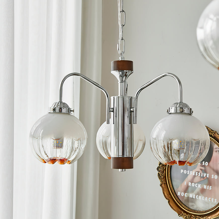 Flower Bud Chandelier 3 heads ? 15.7″ x H 13″ / Dia 40cm x H 33cm / Chrome & White Chandelier