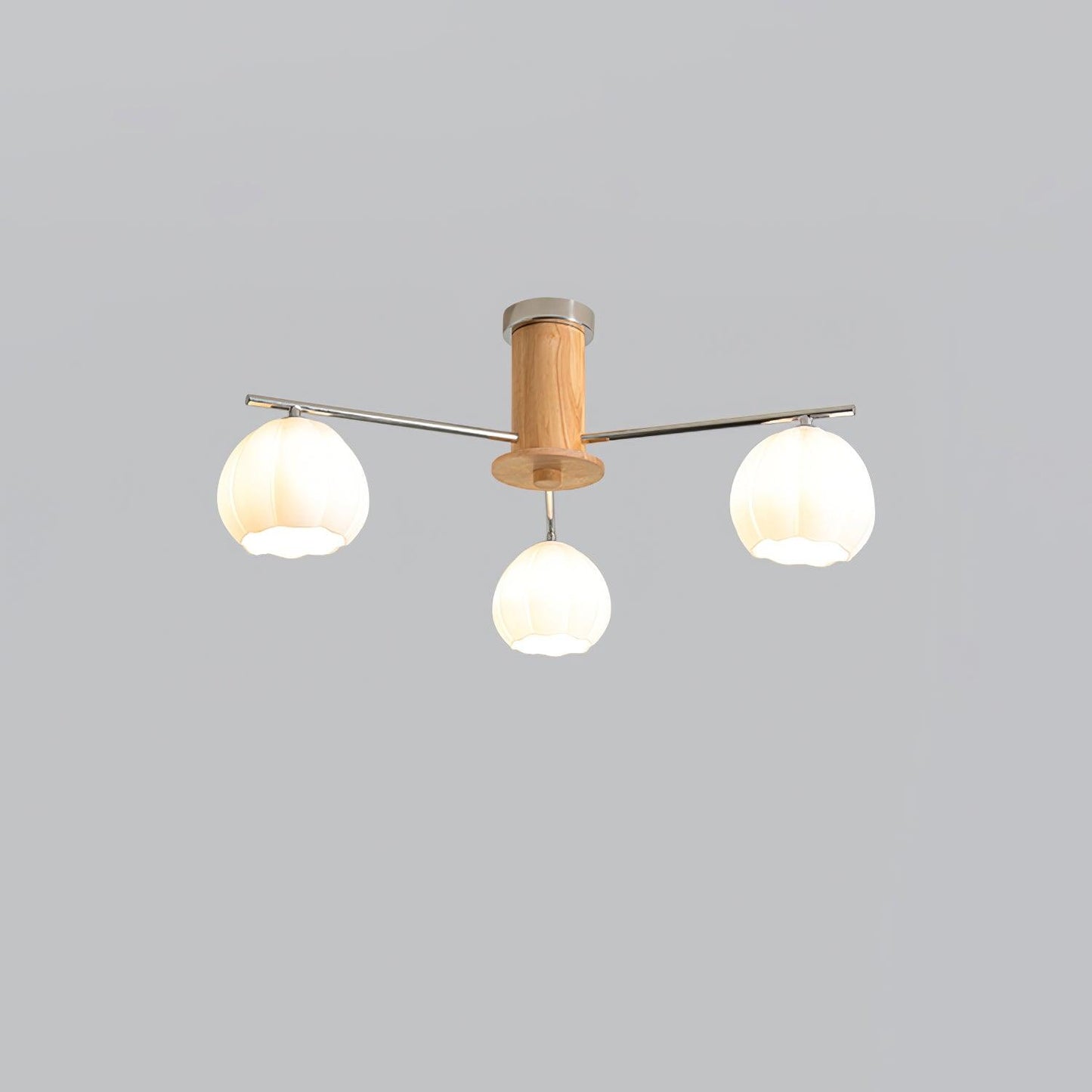 Flower Buds Ceiling Lamp 3 Lamps Dia 24.4″ x H 13.4″ / Dia 62cm x H 34cm / Chrome & White glass Ceiling lamp