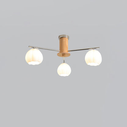 Flower Buds Ceiling Lamp 3 Lamps Dia 24.4″ x H 13.4″ / Dia 62cm x H 34cm / Chrome & White glass Ceiling lamp