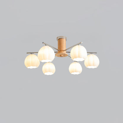 Flower Buds Ceiling Lamp 6 Lamps Dia 28.3″ x H 13.4″ / Dia 72cm x H 34cm / Chrome & White glass Ceiling lamp