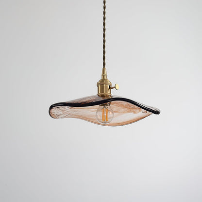 Flower Petal Glass Pendant Light Dia 10.6″ x H 4.9″ / Dia 27cm x H 12.5cm / Brown Pendant light