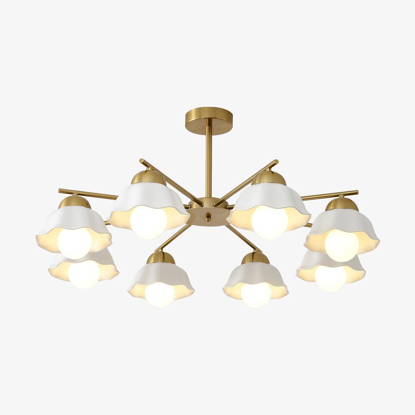 Flower Shade Chandelier 8 heads ? 34.6″ x H 14.2″ / Dia 88cm x H 36cm / Copper + White Chandelier