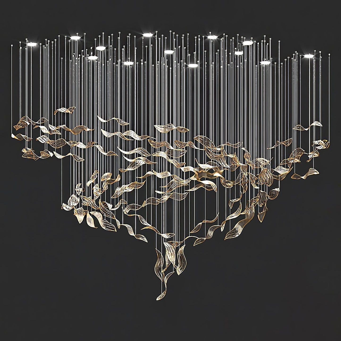 Fluttering Leaves Chandelier ? 98.4″ x 78.7″ / Dia 250cm x 200cm / Amber / Warm Light Chandelier