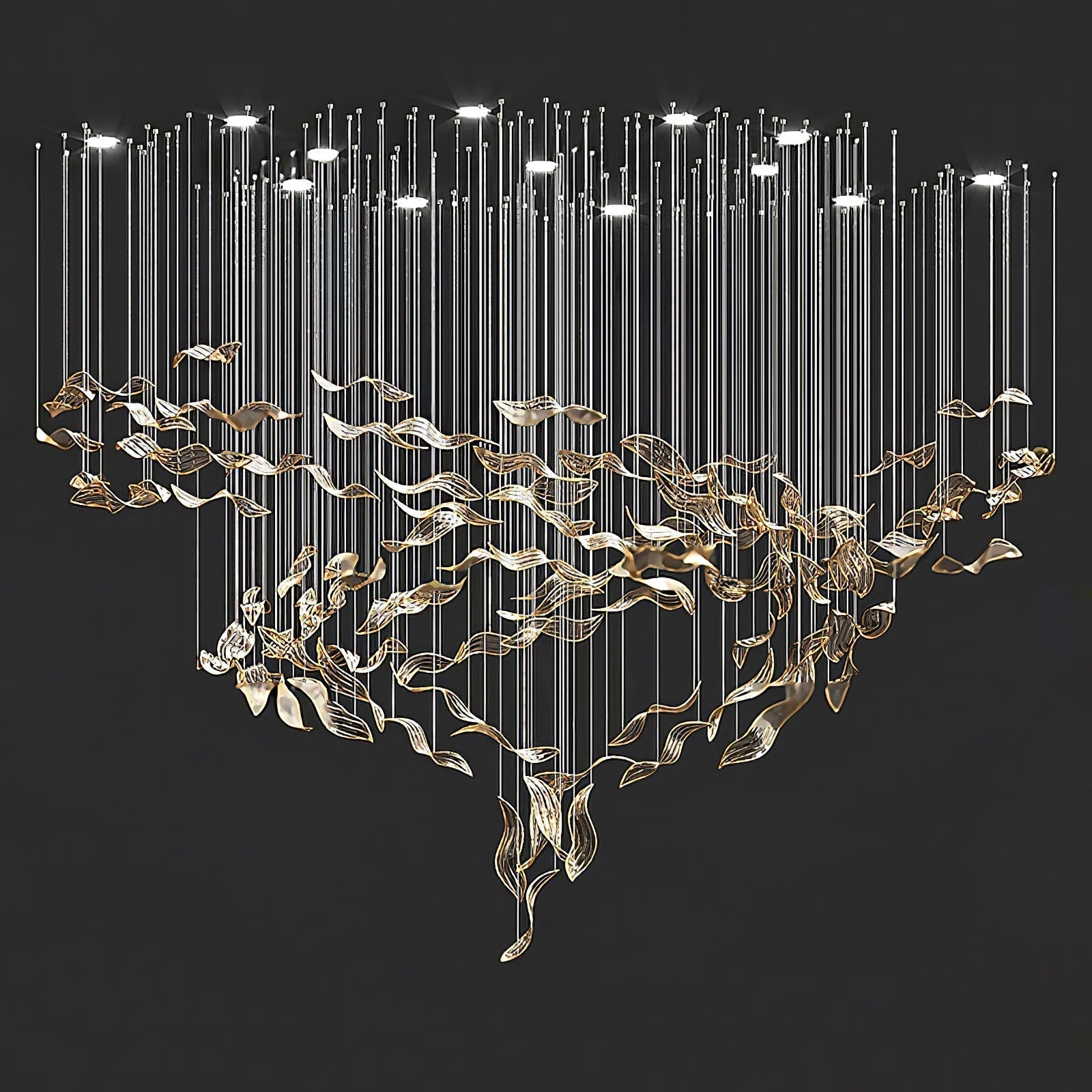 Fluttering Leaves Chandelier ? 98.4″ x 78.7″ / Dia 250cm x 200cm / Amber / Warm Light Chandelier