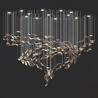 Fluttering Leaves Chandelier ? 98.4″ x 78.7″ / Dia 250cm x 200cm / Amber / Warm Light Chandelier
