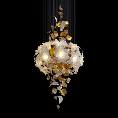 Flying Flowers Fluttering Chandelier Model B ? 23.6″ x H 47.2″ / Dia 60cm x H 120cm / Brass & White Chandelier