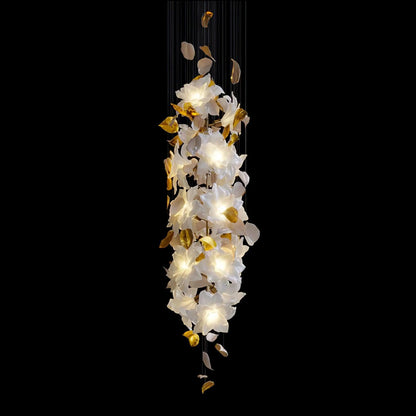Flying Flowers Fluttering Chandelier Model C ? 19.7″ x H 59.1″ / Dia 50cm x H 150cm / Brass & White Chandelier