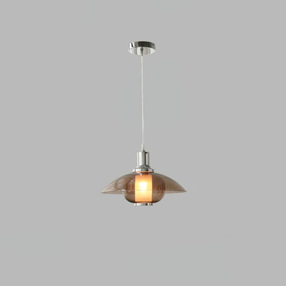 Flying Saucer Chrome Pendant Light Model A Dia 11.8″ x H 11.8″ / Dia 30cm x H 30cm / Chrome & Amber Pendant light