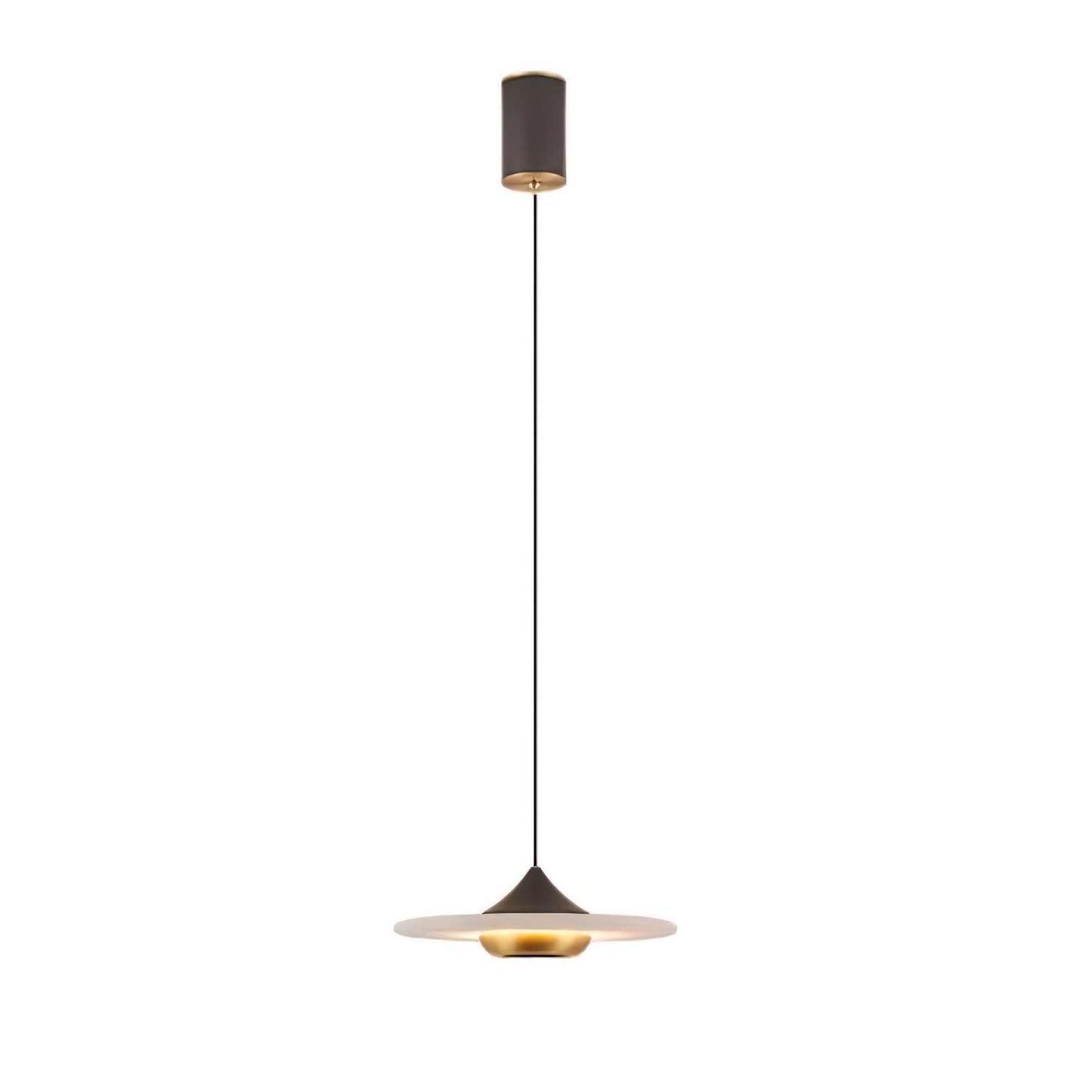 Flying Saucer Marble Pendant Lamp Dia 9.8″ x H 3.1″ / Dia 25cm x H 8cm / Gold & Black & White marble / Warm Light Pendant
