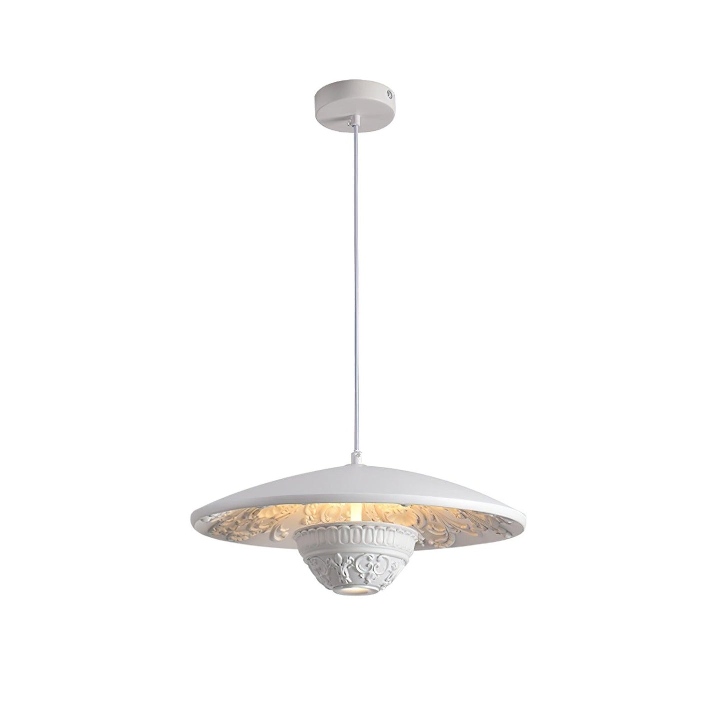 Flying Saucer Resin Pendant Lamp Dia 13.8″ x H 5.9″ / Dia 35cm x H 15cm / White / Warm Light Pendant light