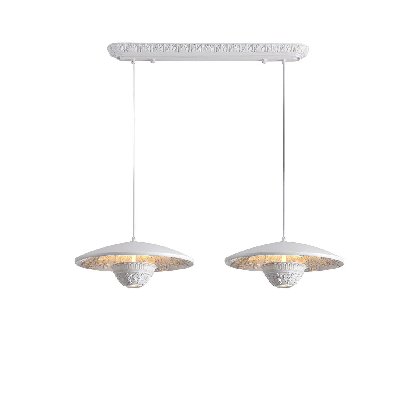 Flying Saucer Resin Pendant Lamp Dia 23.6″ x H 59″ / Dia 60cm x H 150cm / White / Warm Light Pendant light