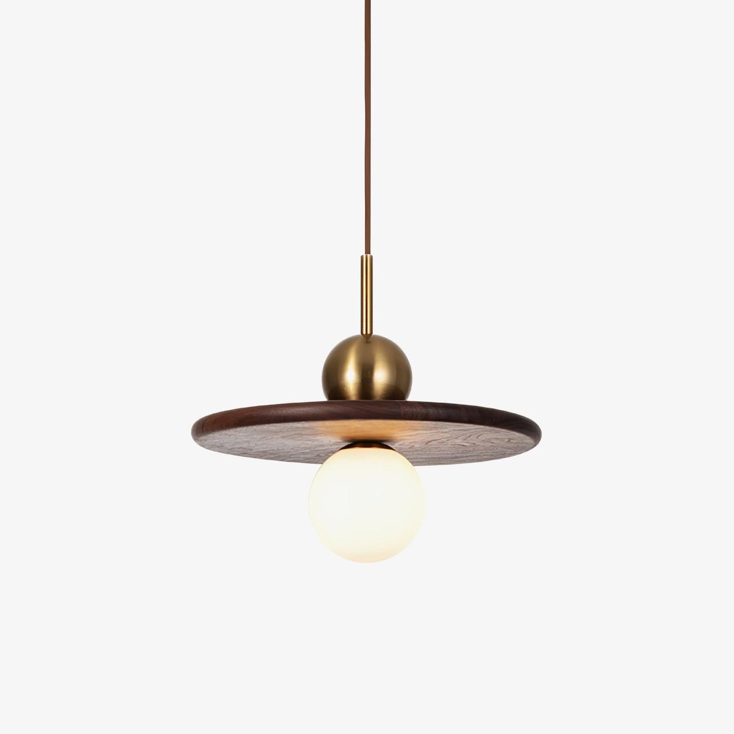 Flying Saucer Walnut Pendant Lamp Dia 11.8″ x H 5.9″ / Dia 30cm x H 15cm / Brass & Walnut Pendant light