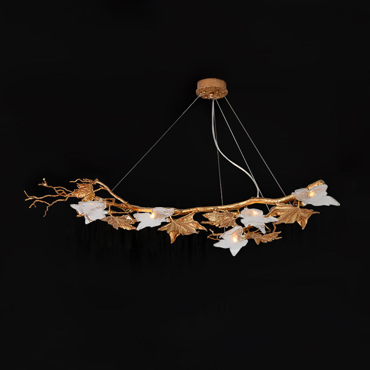 Folio Branch Brass Chandelier Dia 63″ x W 20.5″ x H 11.8″ / Dia 160cm x W 52cm x H 30cm / Brass & Clear Pendant light