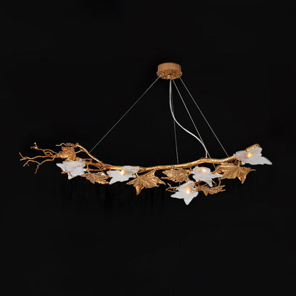 Folio Branch Brass Chandelier Dia 63″ x W 20.5″ x H 11.8″ / Dia 160cm x W 52cm x H 30cm / Brass & Clear Pendant light