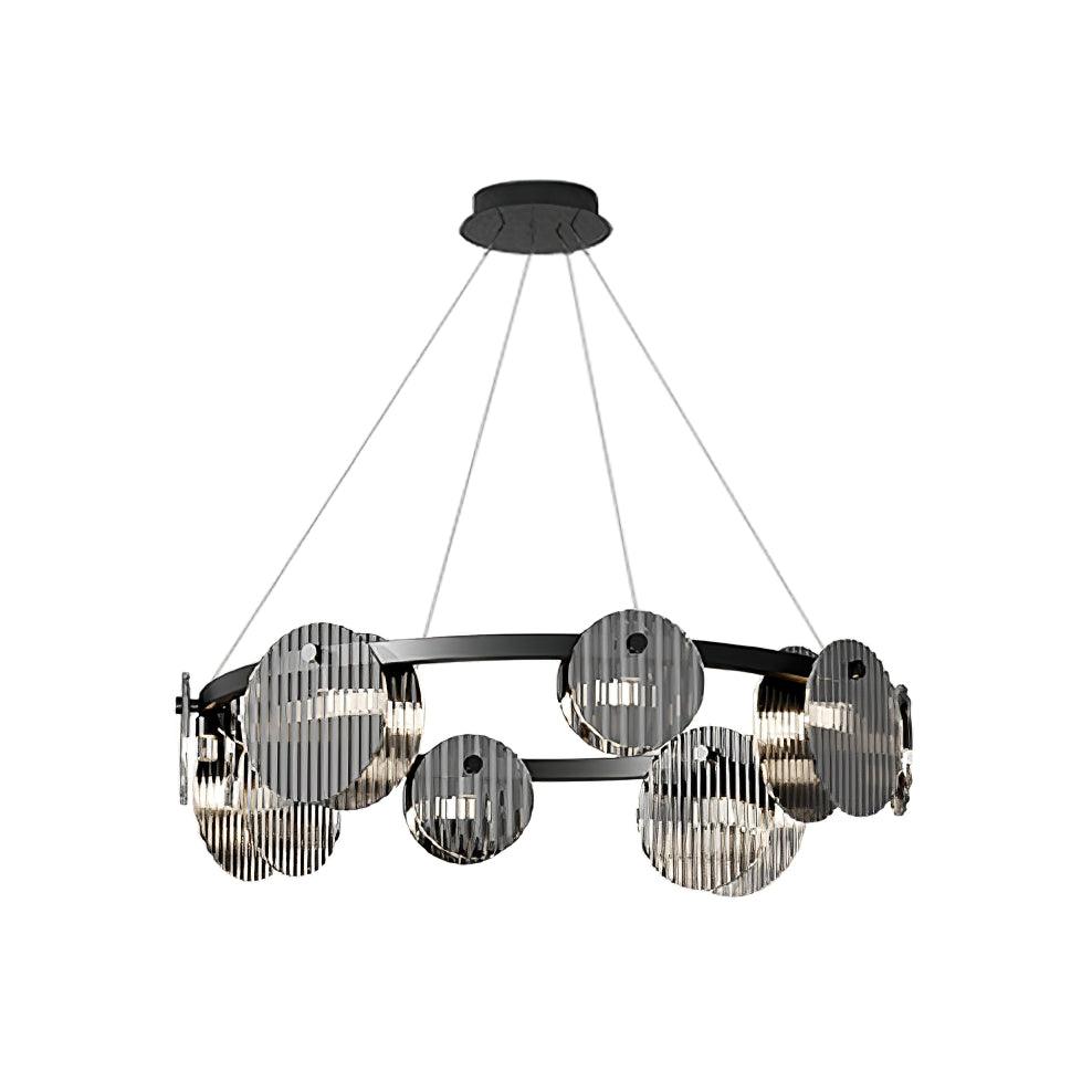 Foliole Chandelier 6 heads ? 15.7″ x H 59″ / Dia 40cm x H 150cm / Black / Warm Light Chandelier