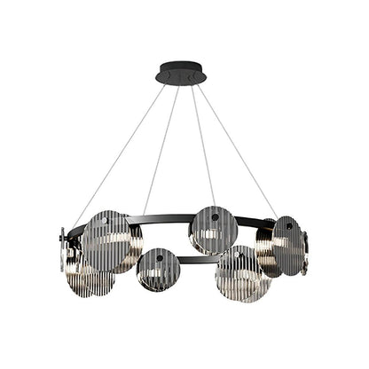 Foliole Chandelier 6 heads ? 15.7″ x H 59″ / Dia 40cm x H 150cm / Black / Warm Light Chandelier