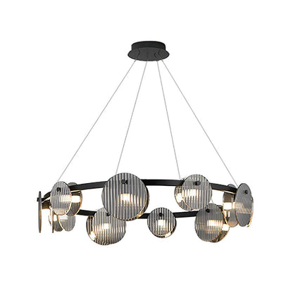 Foliole Chandelier 8 heads ? 23.6″ x H 59″ / Dia 60cm x H 150cm / Black / Warm Light Chandelier