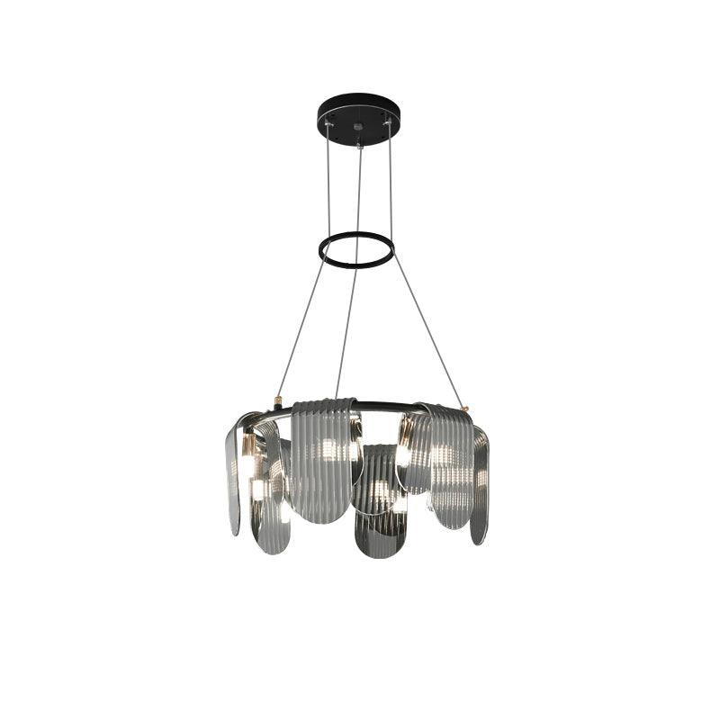 Folioles Brass Chandelier 6 lamps ? 19.7″ x H 8.3″ / Dia 50cm x H 21cm / Black & Smoke gray Chandelier