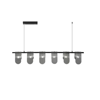 Folioles Brass Chandelier 6 lamps L 47.2″ x W 3.9″ x H 8.3″ / L 120cm x W 10cm x H 21cm / Black & Smoke gray Chandelier