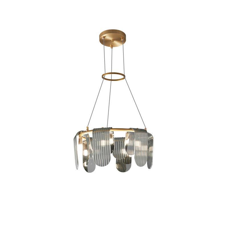 Folioles Brass Chandelier 6 lamps ? 19.7″ x H 8.3″ / Dia 50cm x H 21cm / Brass & Smoke gray Chandelier