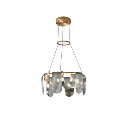Folioles Brass Chandelier 6 lamps ? 19.7″ x H 8.3″ / Dia 50cm x H 21cm / Brass & Smoke gray Chandelier