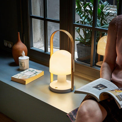 Portable Glass Charging Table Lamp Dia 8.3″ x H 20.9″ / Dia 21cm x H 53cm / White / Charge Table lamp