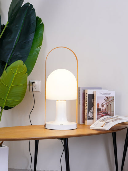 Portable Glass Charging Table Lamp ? 8.3″ x H 20.9″ / Dia 21cm x H 53cm / White / Charge Table lamp