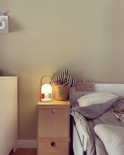 Portable Glass Charging Table Lamp ? 8.3″ x H 20.9″ / Dia 21cm x H 53cm / White / Charge Table lamp