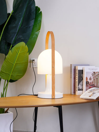 Portable Glass Charging Table Lamp ? 8.3″ x H 20.9″ / Dia 21cm x H 53cm / White / Charge Table lamp