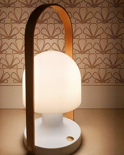 Portable Glass Charging Table Lamp ? 8.3″ x H 20.9″ / Dia 21cm x H 53cm / White / Charge Table lamp