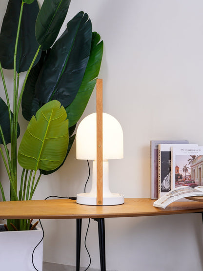 Portable Glass Charging Table Lamp ? 8.3″ x H 20.9″ / Dia 21cm x H 53cm / White / Charge Table lamp