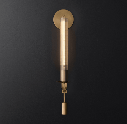 French Classicism Wall Lamp ? 4.7″ x H 28″ / Dia 12cm x H 71cm / Brass & Clear glass Wall lamp