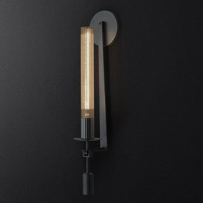 French Classicism Wall Lamp ? 4.7″ x H 28″ / Dia 12cm x H 71cm / Black & Clear glass Wall lamp
