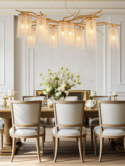 Forest Dawn Brass Chandelier L 63″ x W 31.5″ x H 17.7″ / Brass Chandelier
