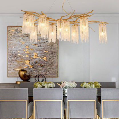 Forest Dawn Brass Chandelier L 63″ x W 31.5″ x H 17.7″ / Brass Chandelier