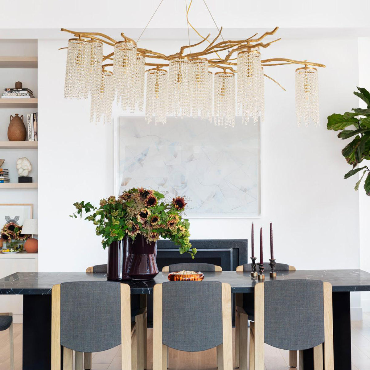 Forest Dawn Brass Chandelier L 63″ x W 31.5″ x H 17.7″ / Brass Chandelier