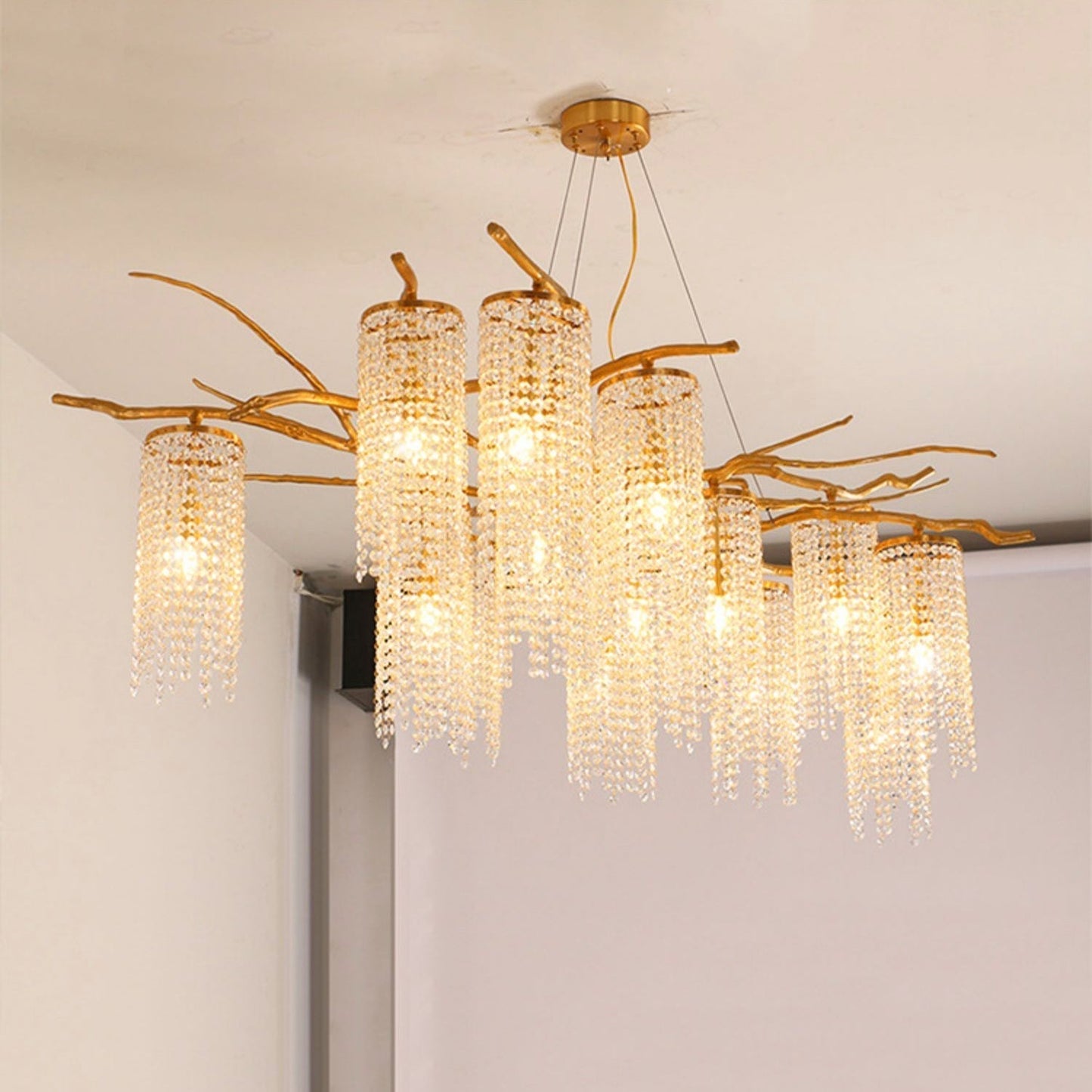 Forest Dawn Brass Chandelier L 63″ x W 31.5″ x H 17.7″ / Brass Chandelier