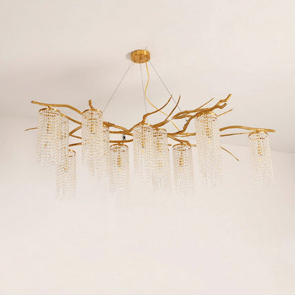 Forest Dawn Brass Chandelier L 63″ x W 31.5″ x H 17.7″ / Brass Chandelier