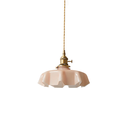 French Flower Pendant Light ? 9.8″ x H 5.1″ / Dia 25cm x H 13cm / Brass ＆ Pink Pendant light