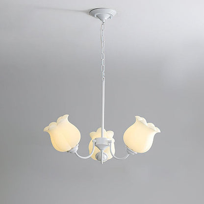 French Lily Chandelier 3 Heads ? 25.6″ x H 15.7″ / Dia 65cm x H 40cm / White & White Chandelier