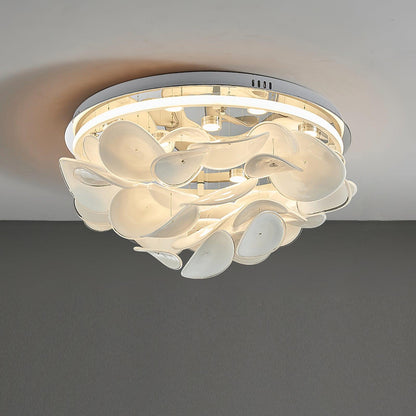 French Radici Petal Ceiling Lamp ? 23.6″ x H 10.6″ / Dia 60cm x H 27cm / Silver & White / Warm light Ceiling lamp