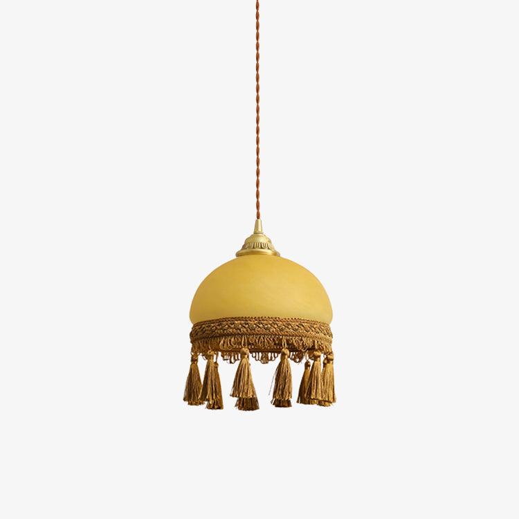 French Tassels Brass Pendant Light Dia 7.9″ x H 9.4″ / Dia 20cm x H 24cm / Yellow + Brown Pendant light