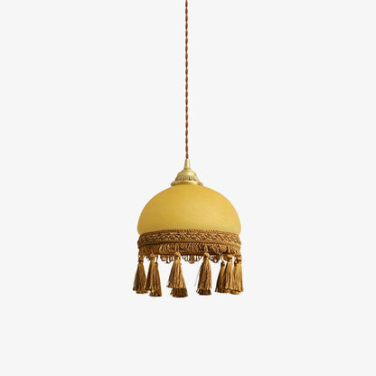 French Tassels Brass Pendant Light Dia 7.9″ x H 9.4″ / Dia 20cm x H 24cm / Yellow + Brown Pendant light