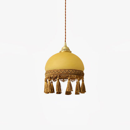 French Tassels Brass Pendant Light Dia 7.9″ x H 9.4″ / Dia 20cm x H 24cm / Yellow + Brown Pendant light