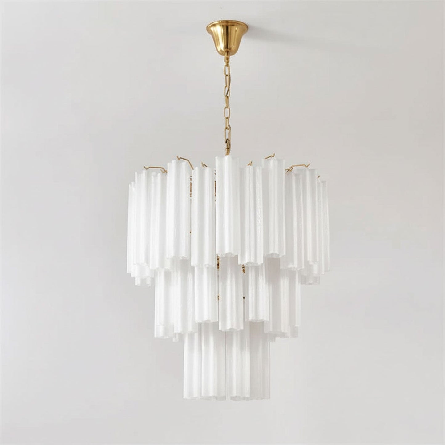 Frosted Glass Tubes Chandelier ? 26″ x H 26.8″ / White & Copper Chandelier