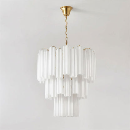 Frosted Glass Tubes Chandelier ? 26″ x H 26.8″ / White & Copper Chandelier
