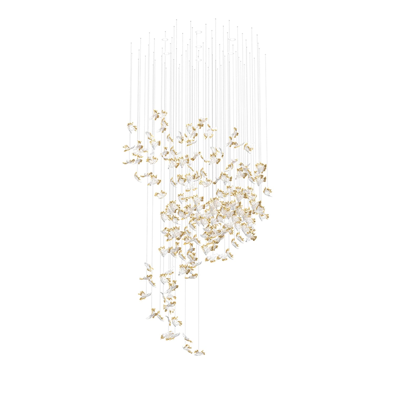 Frosted Petals Frozen Chandelier ? 39.4″ x H 122″ / Amber & Clear / Warm Light Chandelier